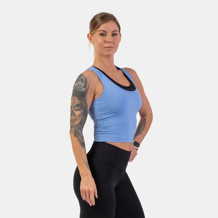 NEBBIA Dámske tielko Crop Top Sporty Slim Fit Light Blue  S